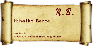 Mihalko Bence névjegykártya